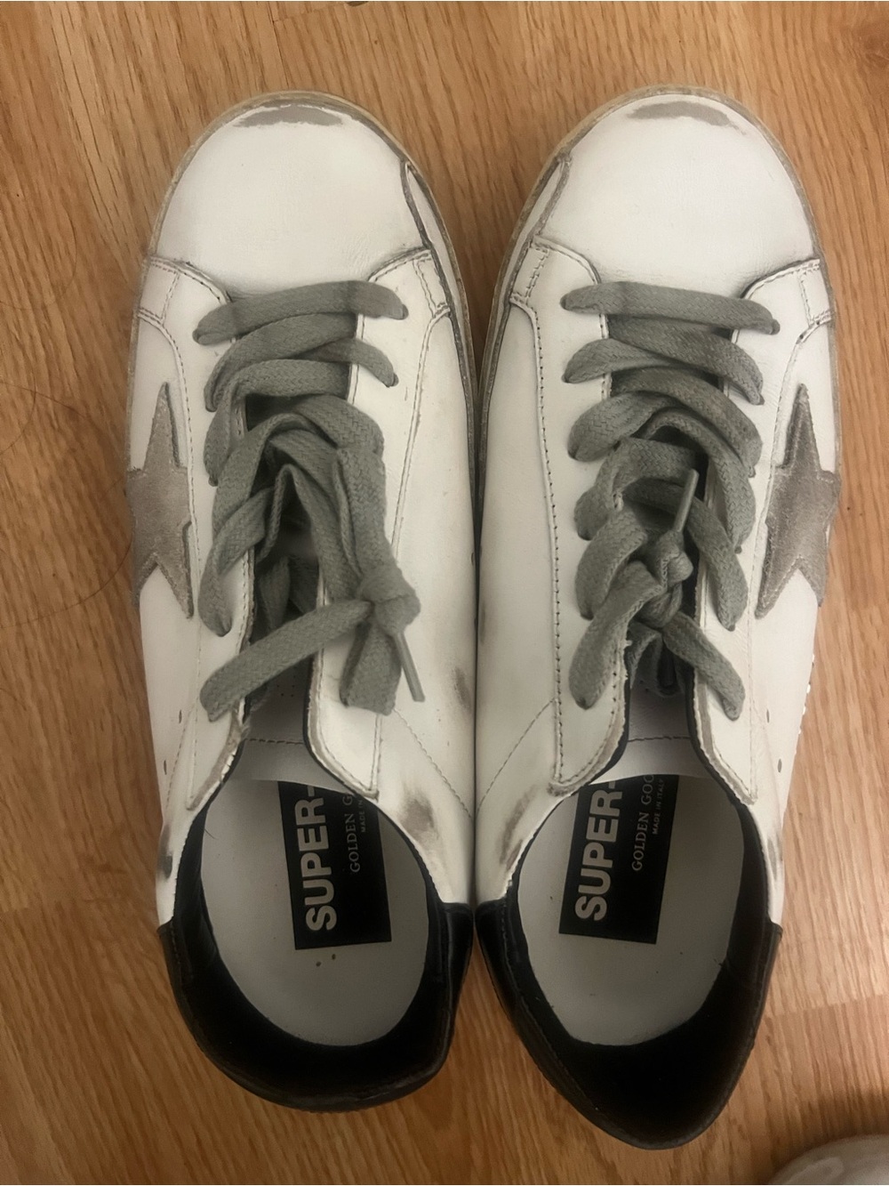 Golden Goose White Leather Sneakers with Gray Star size 38
